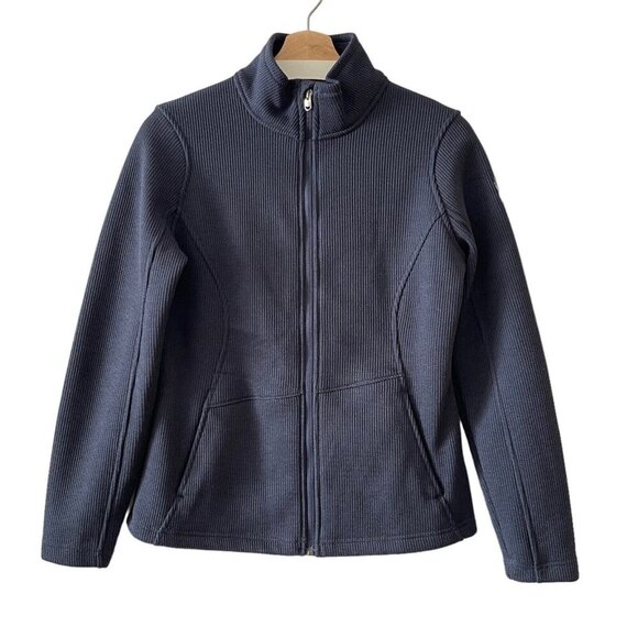 Spyder Active Sports Frontier Blue Ribbed Knit Basic Jacket Sportcore - Picture 2 of 12